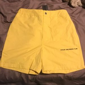 Stolen Girlfriends Club Canary yellow shorts.